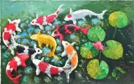 Lukisan 9 koi palette style