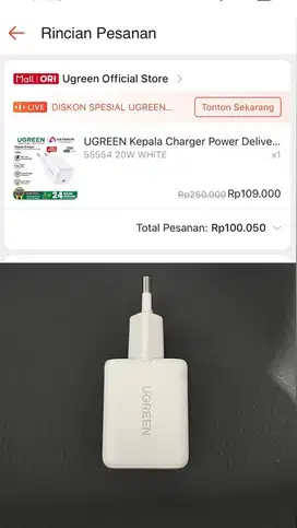 Di jual charger ugreen 20w