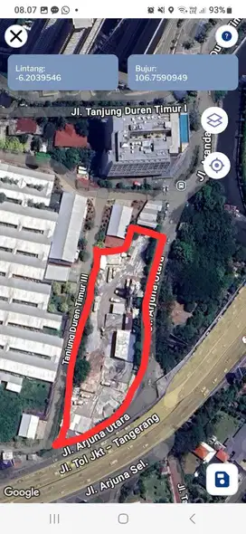 Tanah Komersial Di Dekat Taman Anggrek Jakarta Barat Luas 4000 m2 SHM