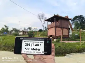 Tanah Vila Puncak Dua Bogor Luas 500 Meter View Gunung Sawah & Sungai