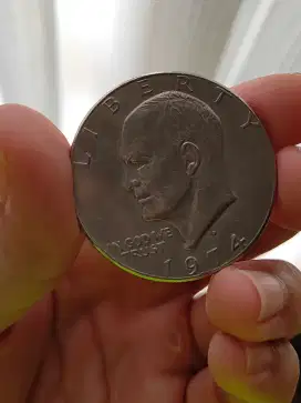Uang logam 1 dollar Amerika tahun 1974