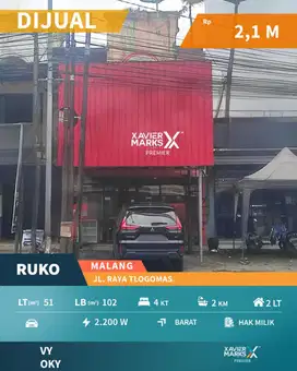 Harga Miring Dijual Ruko Super Strategis di Tlogomas Kota Malang