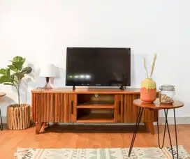DIJUAL KABINET TV MINIMALIS KAYU JATI DAN MAHONI