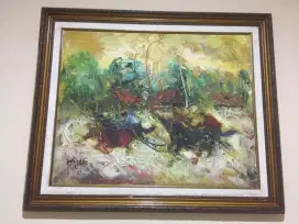 Lukisan Karapan Sapi karya B Rosar th 2000