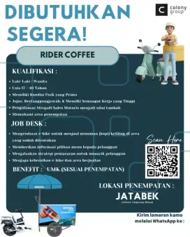 Dibutuhkan sales motoris 7 orang dan biker 5 orang