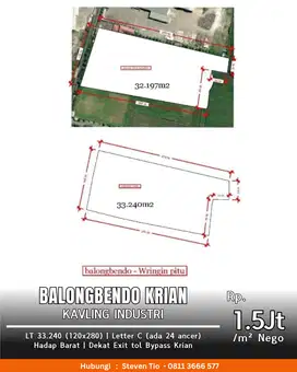 Kavling Industri di Balongbendo-Tarik, Krian