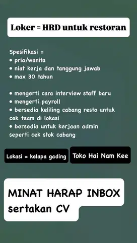 HRD Restoran Kelapa Gading