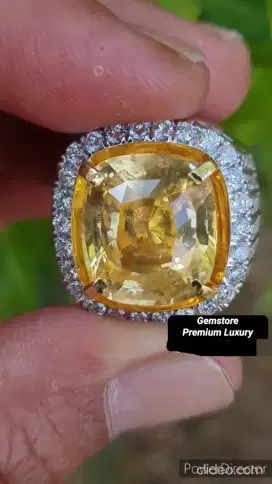 Permata Yellow Sapphire Ring Emas Berlian