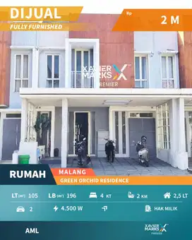 Dijual Rumah Furnish Modern Minimalis di Green Orchid Malang