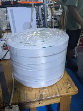 Jual pita satin rajut bahan label brand pakaian,@200m
