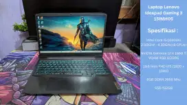 Laptop Lenovo Ideapad Gaming 3 Intel Core I5-10300H GTX 1650 Ti Murah