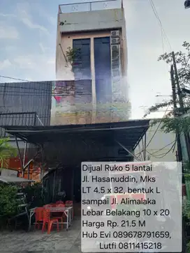 Dijual Ruko 5 lantai Jl. Hasanuddin Makassar
