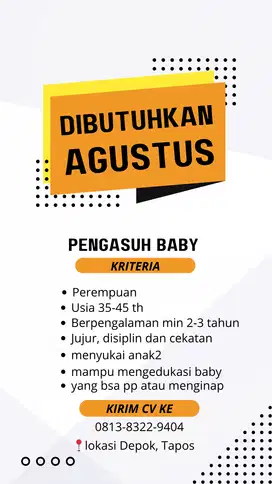 lowongan dibutuhkan pengasuh baby