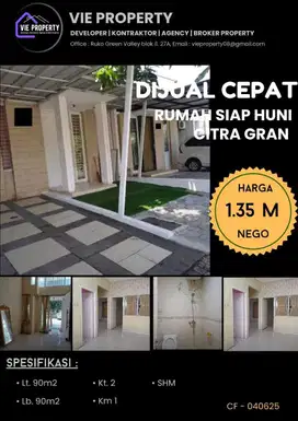 Jual Cepat Rumah Cantik Siap Huni Cluster Favorit. CitraGran Cibubur.