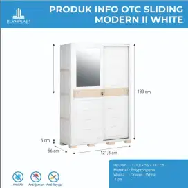 Lemari Pakaian Plastik Sliding 2 Pintu