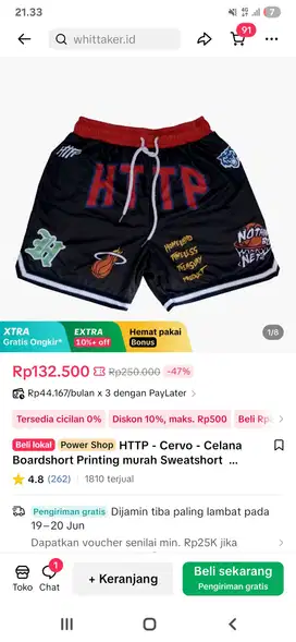 HTTP - Cervo - Celana Boardshort Printing murah Sweatshort Pendek