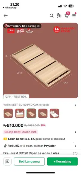 Dipan / divan / alas tempat tidur pira nest  (salah beli ukuran)