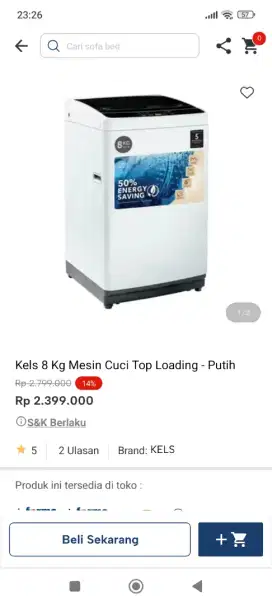 Cicilan Mesin cuci kels 8kg promo
