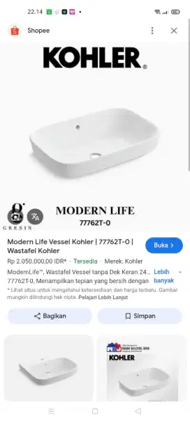 Wastafel merek kohler