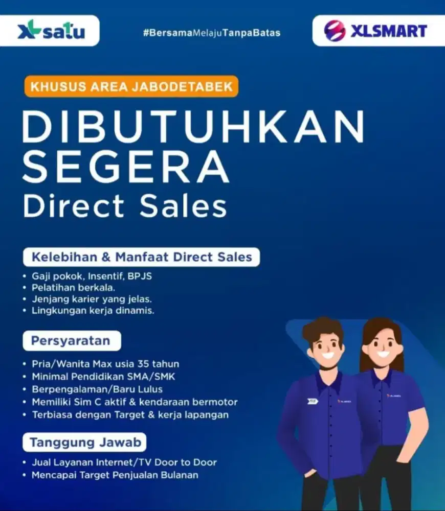 Dicari sales lapangan doot to door internet rumah