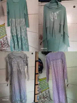 Brukat tile gliter. 200 ribu dpt 3 gamis brukat plus 1 kerudung syar'i