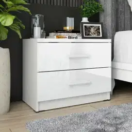 Meja Sudut Nakas Madrid 60 White Glossy Modern Minimalis