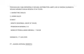 LOWONGAN KERJA SURABAYA