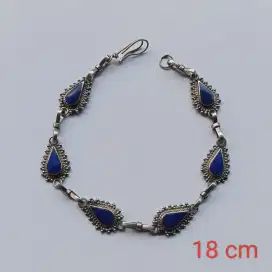 Gelang perak, batu natural blue lapis lazuli