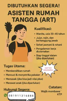 Lowongan kerja art loker asisten rumah tangga lowongan kerja pembantu
