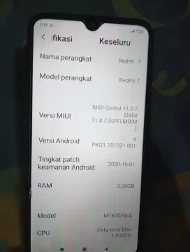 Di jual BU cepat hp redmi 7, ram 3/32, lokasi jakpus