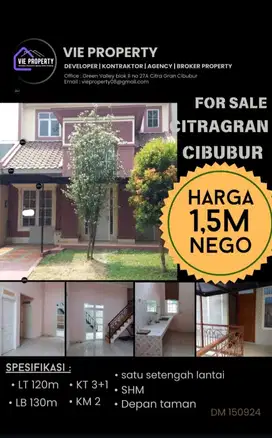 DIJUAL CEPAT MURAH! RUMAH CANTIK SIAP HUNI DI CITRA GRAN CIBUBUR
