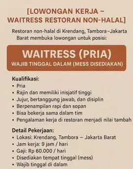 Waitress restoran non halal
