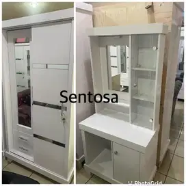 Promo paket lemari sliding 2 pt dan mejarias kayu mix