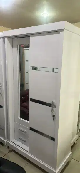 Promo lemari sliding 2 pintu kayu mix