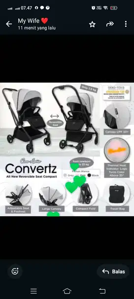stroller cocolate convertz dan bouncer baby does