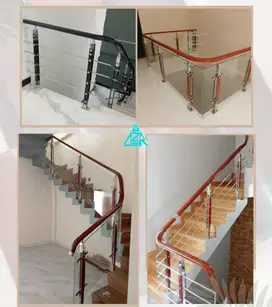 aksesoris railing tangga tiang reling tangga stenlis tiang kaca