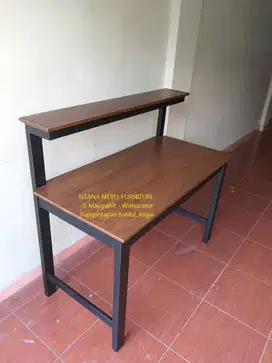 Meja Kantor Komputer Kerja Belajar Tulis Kost Kos Rak Tingkat Kayu #SD