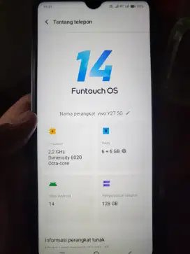 Vivo Y27 5G NFC Ram 6+6/128 hp+cas no minus