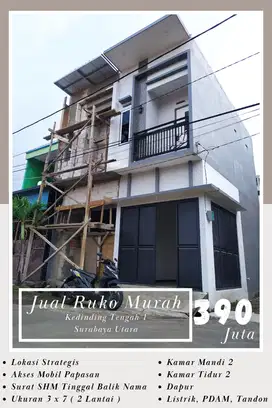 Jual Ruko Murah Kedinding Tengah 1 Menghadap Aspal Akses Mobil Sisipan