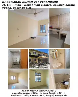 sewa rumah area jln lili dan riau lokasi tidak banjir