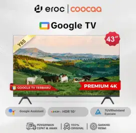 PROMO GOOGLE TV COOCAA UHD 4K 43 INCI FRAMELESS 43Y65 GARANSI 3 TAHUN