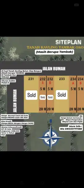 Tanah Kavling masih berupa tambak termurah di Tambak Oso Sidoarjo