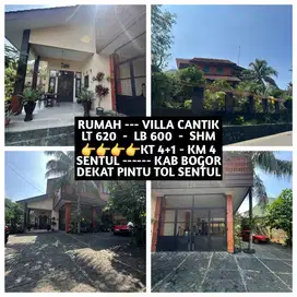 RUMAH VILLA CANTIK LOKASI JALAN RAYA DEKAT PINTU TOL SENTUL BOGOR