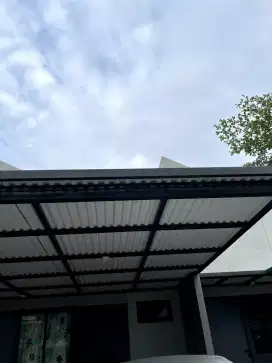kanopi minimalis dengan atap alderon singgel