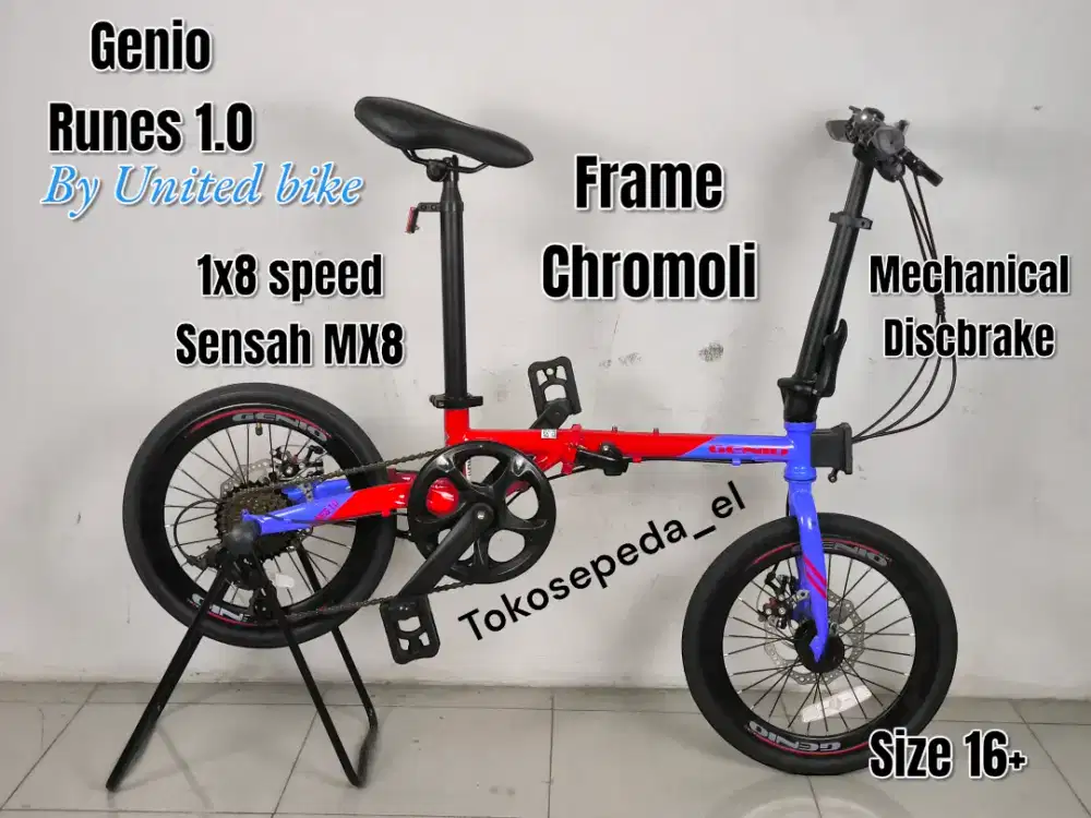 Sepeda lipat 16 inch genio runes 1.0 chromoly termurah
