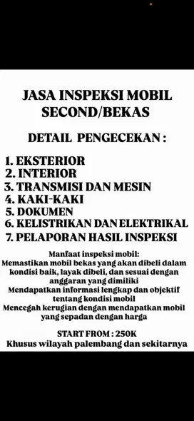 JASA INSPEKSI MOBIL BEKAS/SECOND