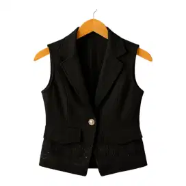 Rompi Blazer Wanita Tanpa Lengan – Aksen Bordir Bunga