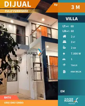 Dijual Rumah Villa Bagus Terawat di Junrejo Kota Batu