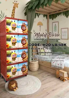 Twin pan corak Labubu 4 tingkat full kunci