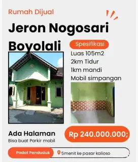Rumah 105 murah Barat Kalioso